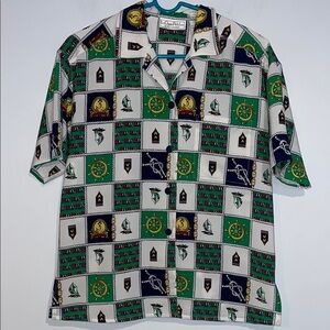 LePetite by Galinda Wang boating themed blouse Sz 8P Yacht Rock!!